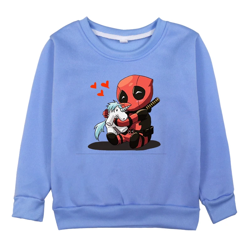 Hoodies 14 Новинка; детские толстовки с капюшоном с единорогом Дэдпул; хлопковая одежда для маленьких девочек; сезон весна-осень; костюм для мальчиков; футболки с длинными рукавами - Цвет: Hoodies 14