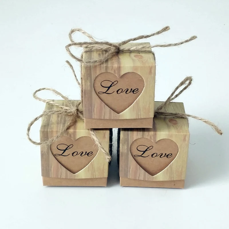 10PCS love 10 шт крафт-бумага коробка для конфет любовь подарочные сумки вечерние принадлежности украшения для свадьбы и дня рождения коробки сладости Деревянные зерна в форме сердца - Цвет: 10PCS love