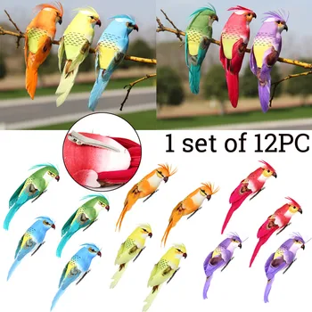 

12PC/Set Parrots Artificial Birds Model Outdoor Home Garden Lawn Tree DecorDrop shipping Accessories USA Amazon Independent