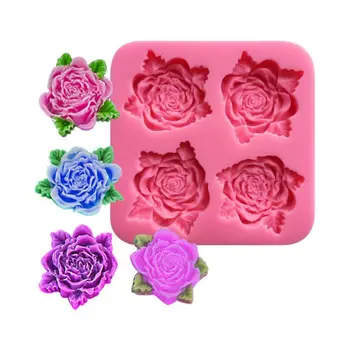 

4 pcs 3D Rose Petals Silicone Mold Fondant & Gum Soap Paste Silicone Cake Mold