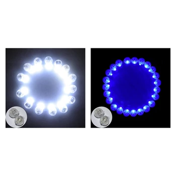 

200pcs Round Led Flash Ball Lamp Balloon Light Long Standby Time for Party - 100Pcs Blue & 100Pcs White