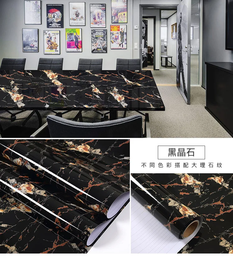 Thickening Waterproof Marble Wallpaper Cabinet Desktop Countertop Furniture Renovation Sticker Kicking Line Self-adhesive