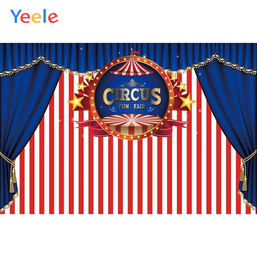 

Yeele Circus Party Backdrop Blue Tent Stripe Balloon Baby Birthday Photography Background For Photo Studio Photophone Vinyl