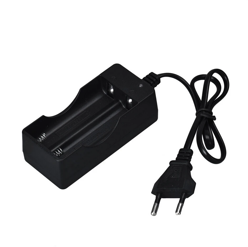 1x 18650 black Battery charger AC 100-240V 50/60Hz Dual Charger For 3.7V Rechargeable Li-Ion EU Plug LED Light | Электроника