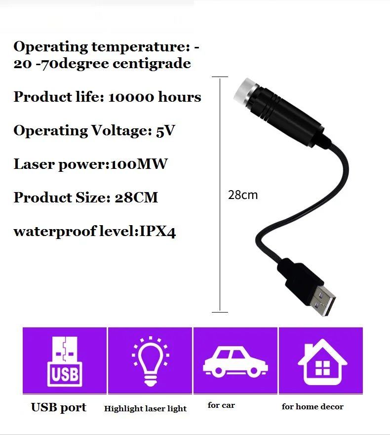 New LED Romantic USB Star Projector Lights Blinking Lamp for Cars Home Bar Wedding Decorative Atmosphere Glow Party