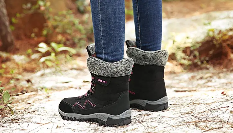 fashion Thicken snow boots women plus velvet warm boots outdoor non-slip high to help cotton women shoes walking shoes woman