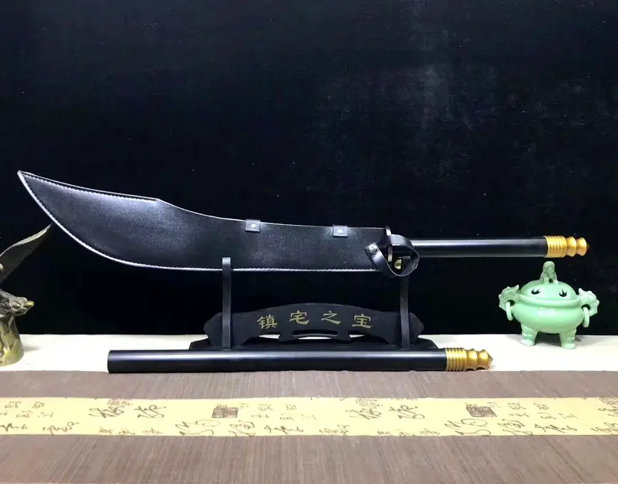 Hand-Forged WUSHU Broadsword Sword Katana Carven Tiger Kung Fu Da Dao Saber