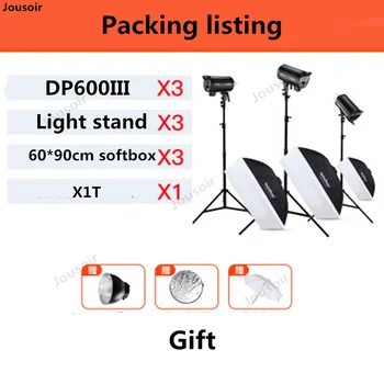 

Godox DP600III Professional Studio Flash Light kit Modeling Light 600Ws*3 X System Strobe Lighting Bowens Mount 5600K CD50 T03