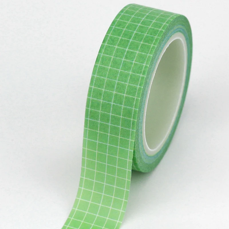 Green grid 10 м черная белая коричневая сетка васи лента японская бумага DIY планировщик Маскировочная лента клейкие наклейки с лентами декоративная канцелярская лента - Цвет: Green grid