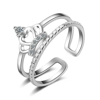 

100% 925 Sterling Silver Trendy Crown Shine Crystal Lady Finger Rings Jewelry Promotion Gift Women Engagement Ring Never Fade