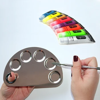 

Professional Makeup Palette Beauty Stainless Makeup Nail Eye Shadow Foundation Mixing Palette Spatula Cosmetic Tools