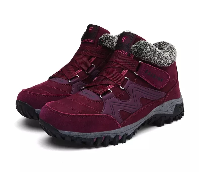 Осенне-зимние ботинки; мужские короткие плюшевые кроссовки; chaussure homme; Рабочая обувь; теплые зимние ботинки; унисекс; нескользящие; размеры 36-46 - Цвет: jujube