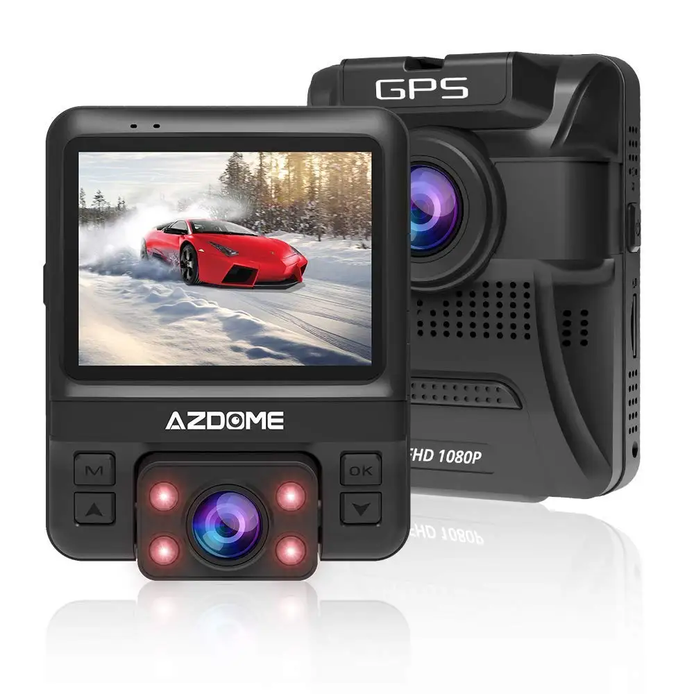 GS65H мини двойной объектив Автомобильный видеорегистратор Передняя Full HD 1080 P/задняя 720P видео видеорегистратор для автомобиля камера ночного видения с GPS