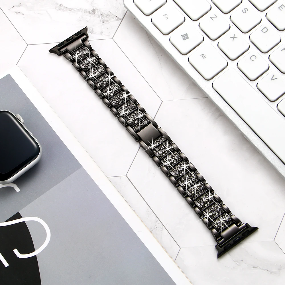 Для Apple Watch ремешок 40 мм 44 мм 38 мм 42 мм Женский бриллиантовый ремешок для Apple iWatch серии 5 4 3 21 браслет из нержавеющей стали ремешок для часов