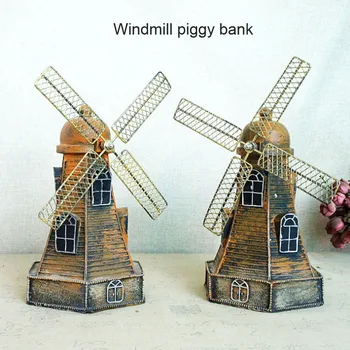 

Home Accessories Resin Crafts Piggy Bank Dutch Windmill Piggy Bank Windmill Model Cash Box Ornaments Piggy Bank Coin Storage Box