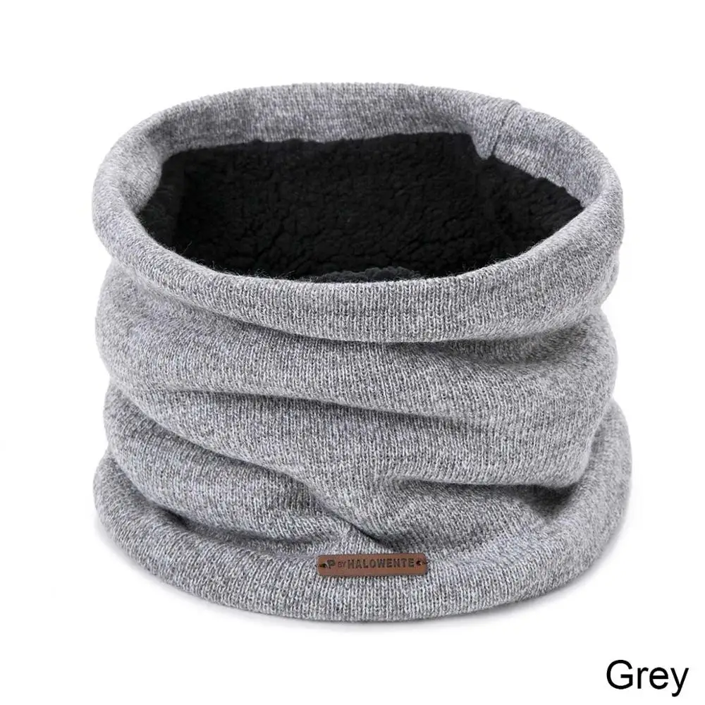 grey Новинка, мужской зимний шарф, теплые вязаные вещи для зимы, кольцо, шарф для женщин, толстый плюс бархат, однотонный шарф, унисекс, одежда, аксессуары - Цвет: grey