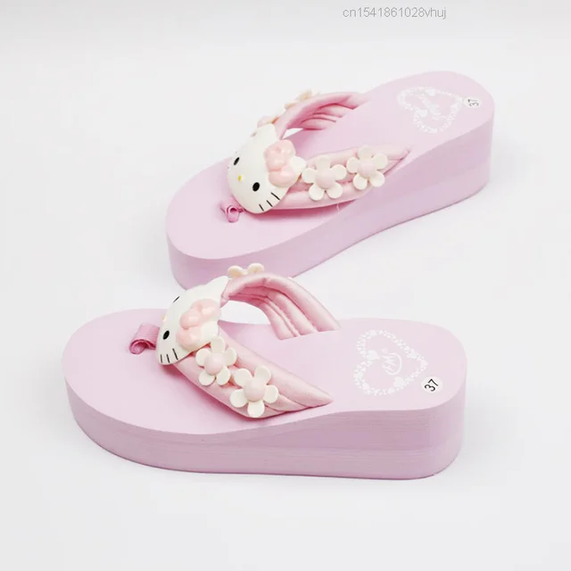 Sanrio pantoufles Hello Kitty Y2k Kawaii talons hauts pour femmes sandales de dessin anim chaussures plateforme