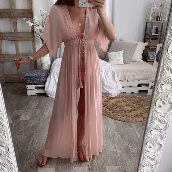 

Meihuida Sexy Women Chiffon Kimono Beach Cardigan Bikini Cover Up Tops Long Maxi Dress Boho 2020 Summer Bathing Suit Beachwear