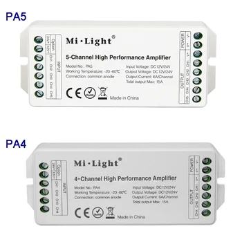 

MiBOXER PA4/PA5 15A 4CH 5CH led High Performance Amplifier Series Controller And all PWM Type Led Controller DC12V 24V