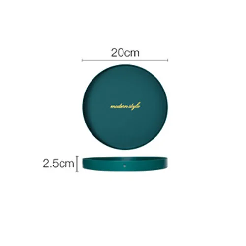 JINSERTA Metal Serving Tray Jewelry Display Plate Cosmetic Organizer Tea Coffee Tray with Leather Mat Desktop Sundries Decor - Цвет: Round-S