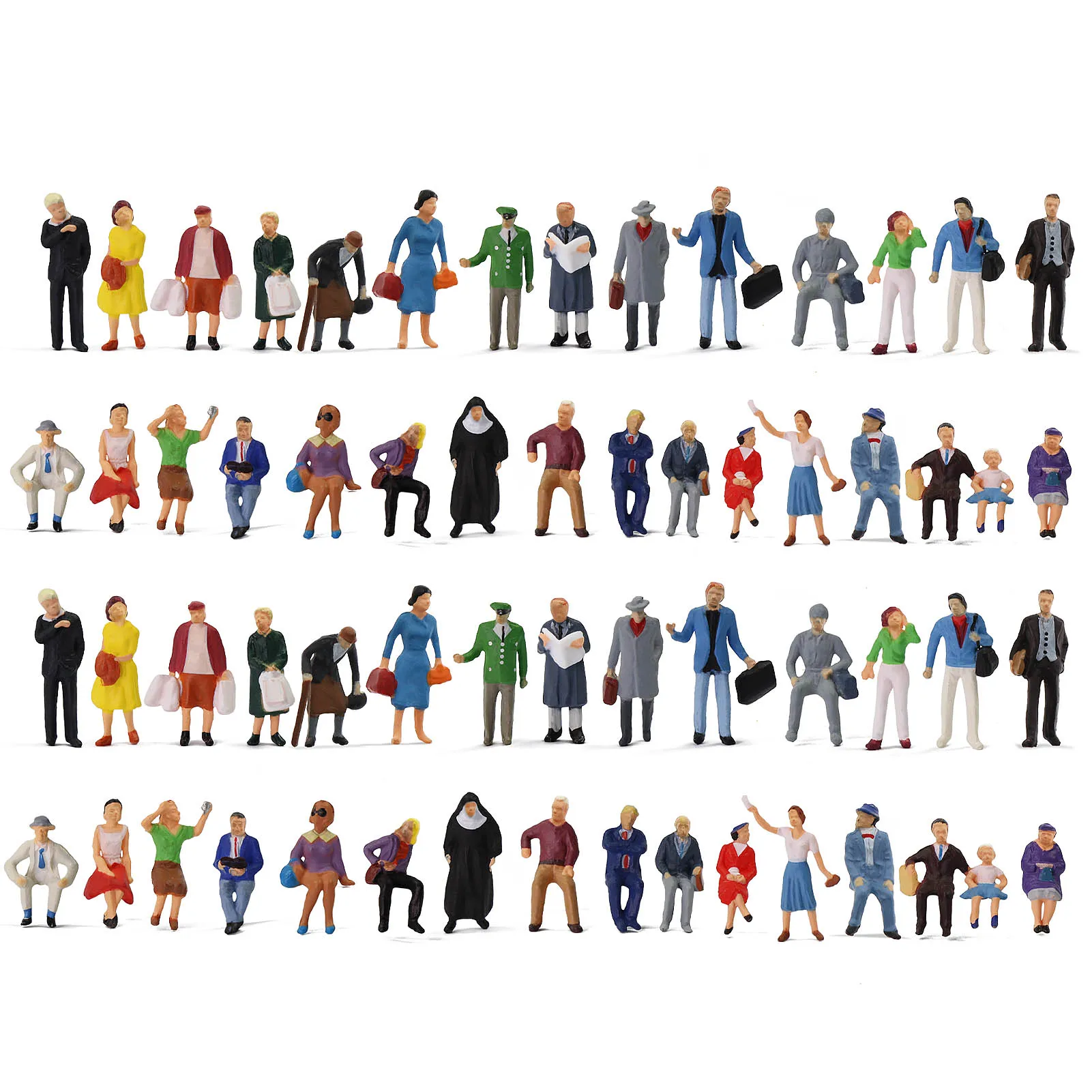 30pcs/60pcs HO Scale Seated Standing People 1:87 Figures Passenger Model Building Kit P8721 7