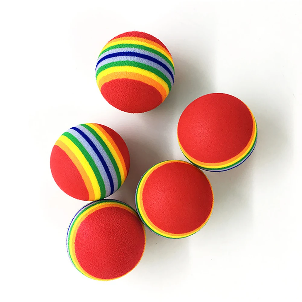 Funny Pet Dog Puppy Cat Rainbow Striped Super Q Stripe Rainbow Ball Foam Ball Chewing Interactive Ball Teething Toy