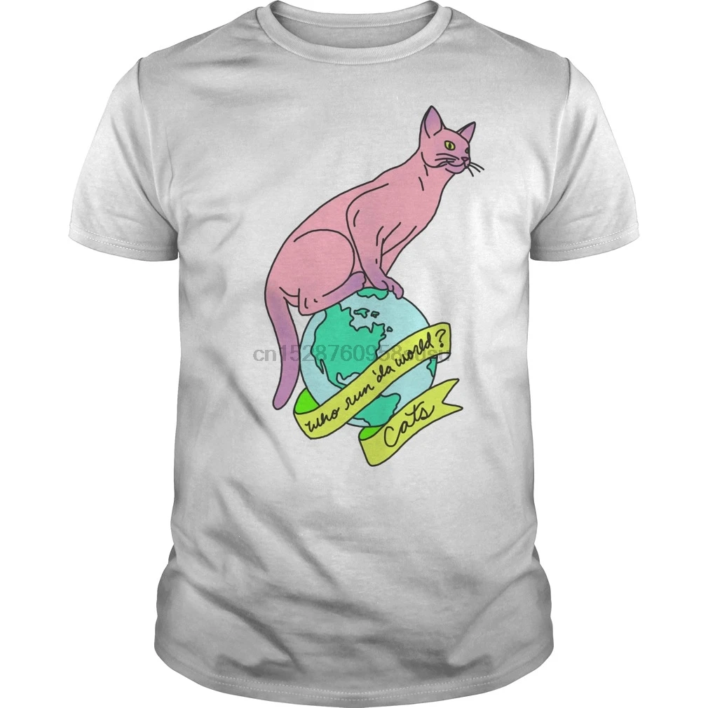 Мужская футболка с котами run the world meme beyonce kitty meow purr pet_737115_1_white рубашки крутая