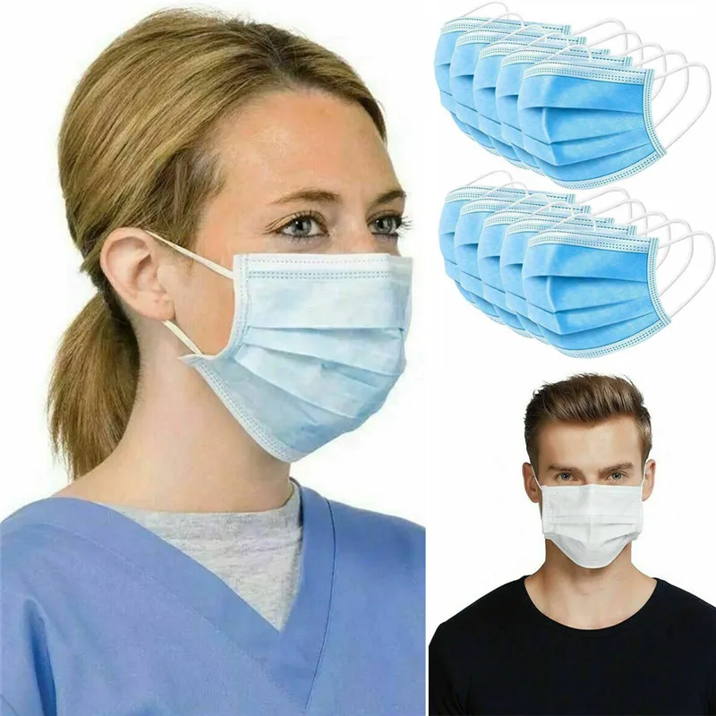 

50 PCS Disposable Dust Mask Mouth Masks 3-Layer Nonwoven Fabric Face Mask Anti-Dust Dustproof Masks