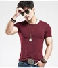 2022 V collar Men T-Shirt Size short sleeve T shirt half fat Lycra cotton Male tshirt ► Photo 2/6