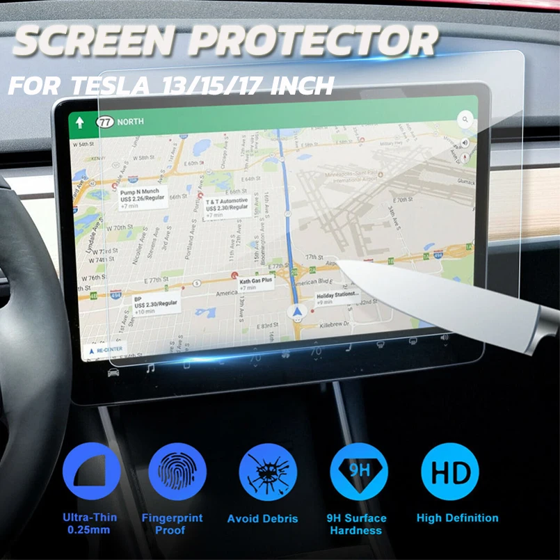 Car Interior Decal HD Clear Tempered Glass Car Central Control Navigation Screen Protector For Tesla Model Accessories Screen