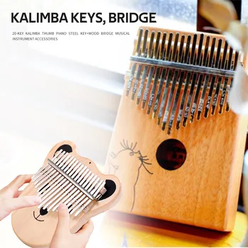 20 Keys Kalimba Steel Keys Instrument Replacement +Wood Bridge Kit Musical Parts Playing Accessories for Music Lovers