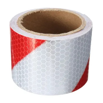

New 2"x10' 3 Meters Red White Reflective Safety Warning Conspicuity Tape Film Stickers