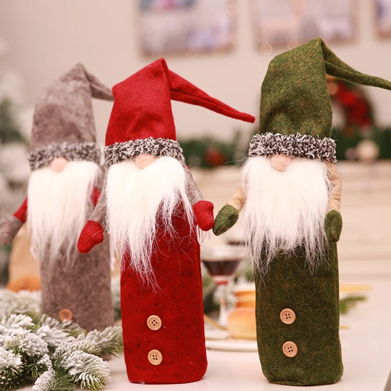 Рождественские гномы винные бутылки крышка, ручной работы шведский Tomte Gnomes винные бутылки топперы Санта Клаус бутылки Сумки с кулиской St