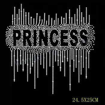 

Free Shipping Rhinestones Princess Iron-On Patches For Clothes 20 Pieces Rhinestones Stickers Diy Accessories