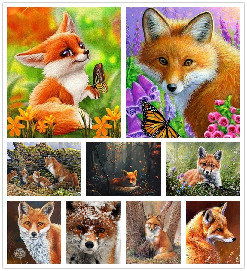 

Fox Diamond Painting Full Square Diamond Embroidery Animals Fox Rhinestones Diamond Mosaic Pattern Beads Picture Kits