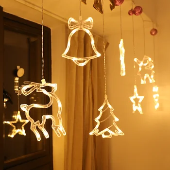 Kerst Decoratie Verlichting Led Fairy String Gordijn Licht Xmas Boom Herten Ster Garland Verlichting Venster Indoor Outdoor Decor Lamp