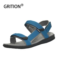 GRITION/мужские сандалии; модная летняя Уличная обувь; повседневные кожаные дышащие пляжные сандалии на плоской подошве; прогулочные сандалии; большие размеры