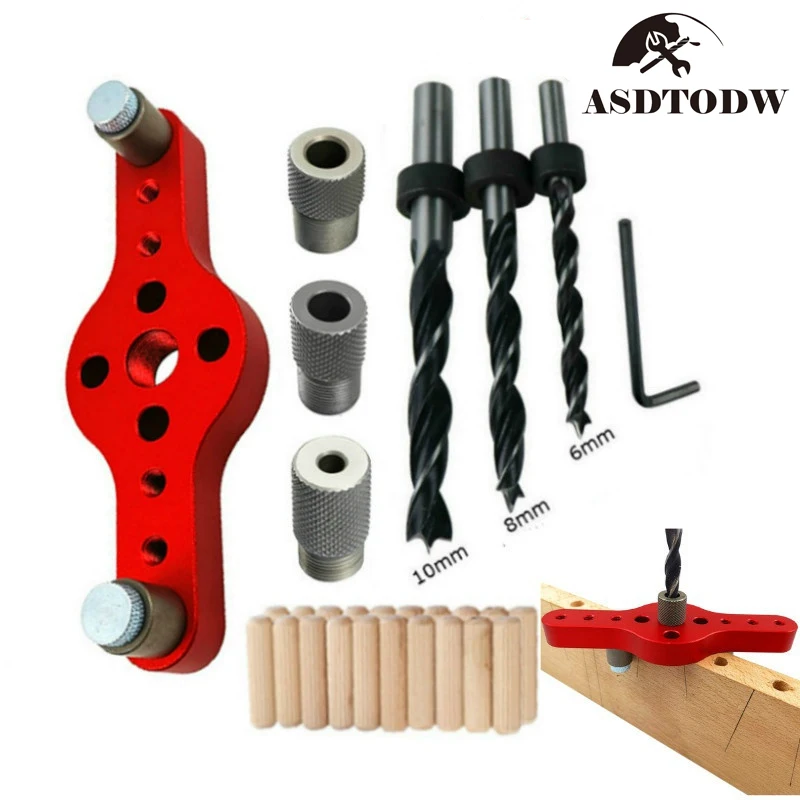 3/4/7/8/38Pcs Alloy Vertical Pocket Hole Jig Woodworking 6/8/10mm Wood Dowelling Self Centering Drill Guide Kit Puncher | Инструменты