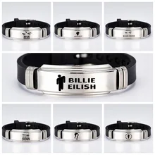 Европейский и американский рэпер Billie Eilish браслеты панк силикагель Титановая Сталь Браслет для фанатов для женщин и мужчин концертная ручная бижутерия