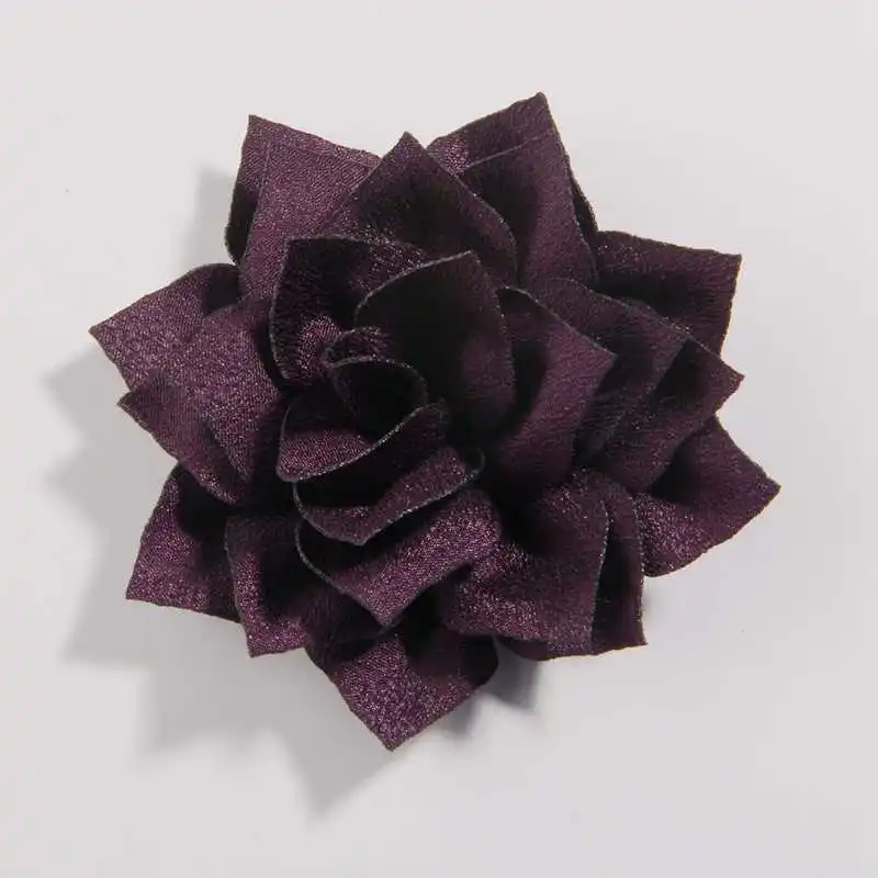 Purple 5 шт., 7,5 см, 2,95 дюйма, новинка, цветы из ткани лотоса для волос, аксессуары для волос, атласный цветок для волос с/без зажимов, свадебный букет - Цвет: Purple