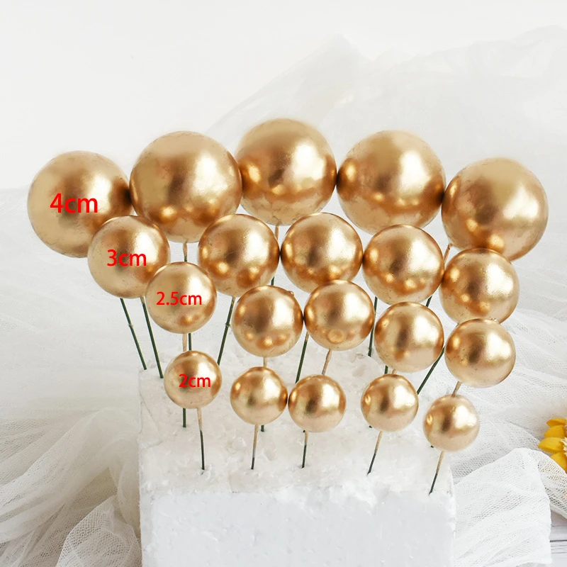 10pcs Ball Cake Toppers Birthday Party Cupcake Topper Christmas Tree Decor Ornament Baby Shower Party Supplies Cake Decoration