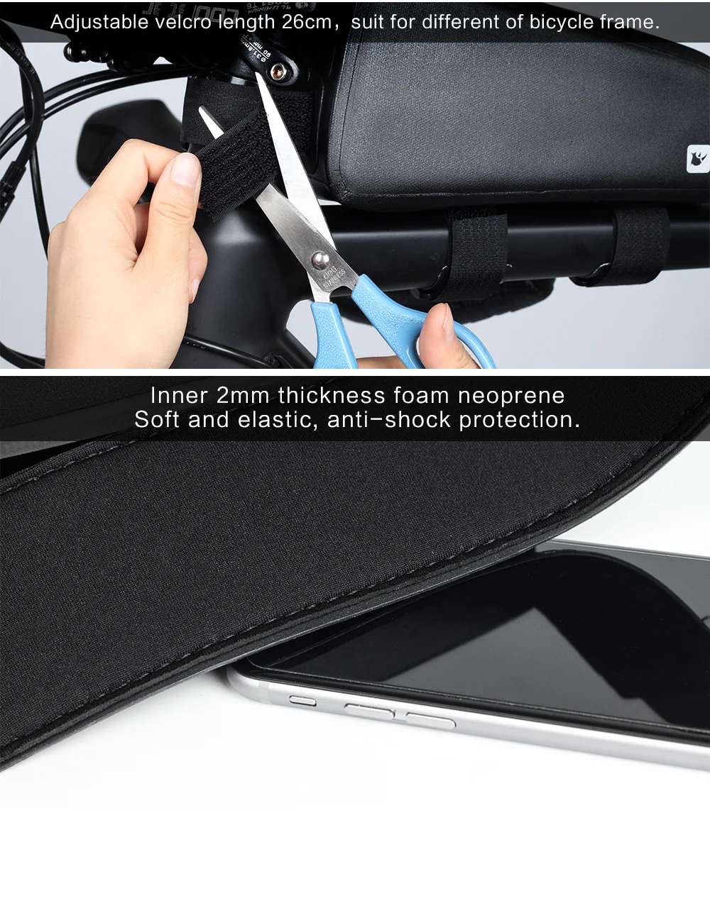 Rhinowal Bicycle Bags Waterproof Cycling Top Front Tube Frame Bag Large Capacity MTB Road Bicycle Pannier Black Bike Accessories (12)