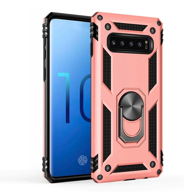 Чехол для телефона samsung Galaxy S10 5G S10E S9 S8 S10 Plus ARMOR Магнитный Держатель Кольцо Автомобильный кронштейн мобильный чехол для телефона чехол - Цвет: Rose gold