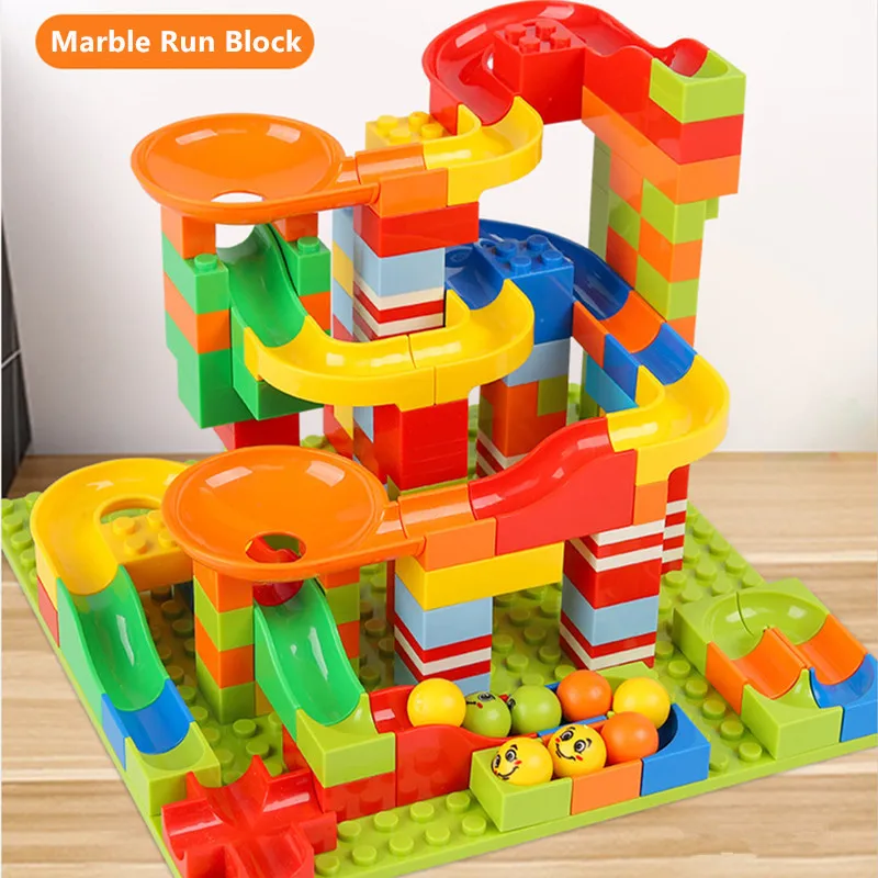 

Small Particle Magical Marble Race Run Block Building Blocks Sets Friends Funnel Slide City DIY Bricks Educational Kids Toys