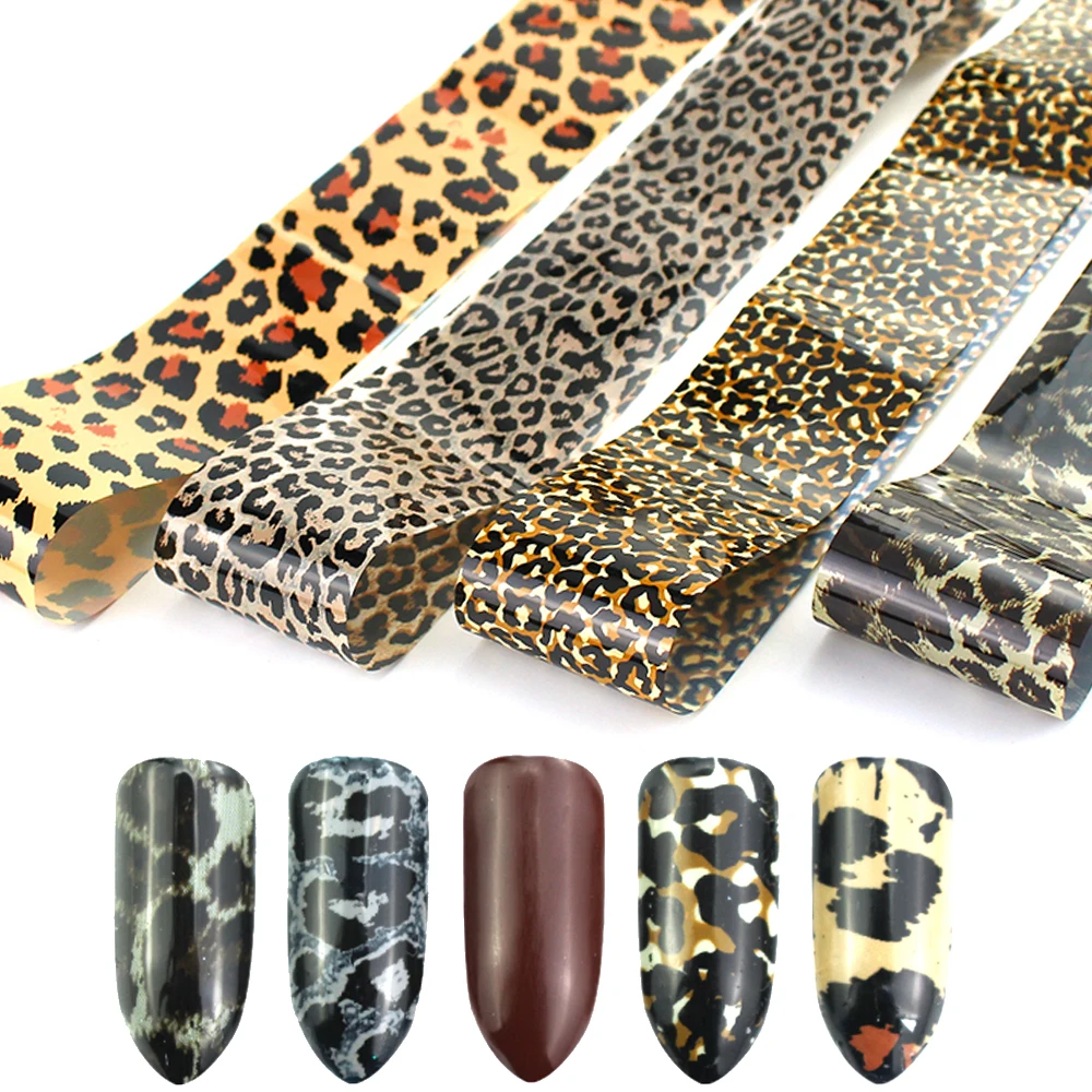 

4pcs/Set Nail Art Foils Slider Leopard Mix Design Transfer Stickers Decal Pattern DIY Manicure Tips Decoration