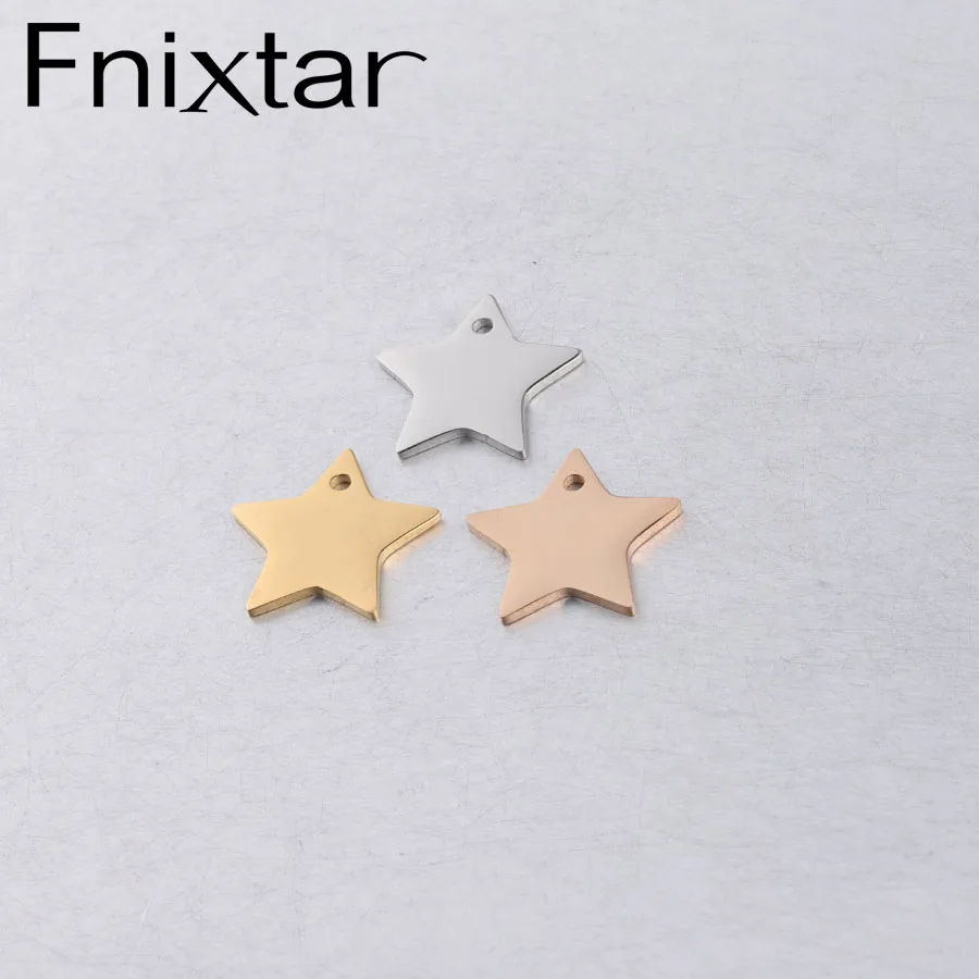 Fnixtar Звездные зеркальные шармы из полированной нержавеющей стали DIY пятиконечная звезда для изготовления ювелирных изделий браслет ожерелье 20 шт./лот