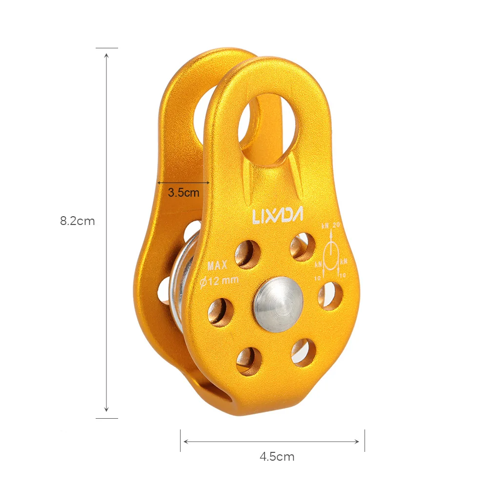 Lixada Rock Climbing Pulley 20KN Fixed Sideplate Single Sheave Pulley Outdoor Survival Tool High Altitud Traverse Hauling Gear
