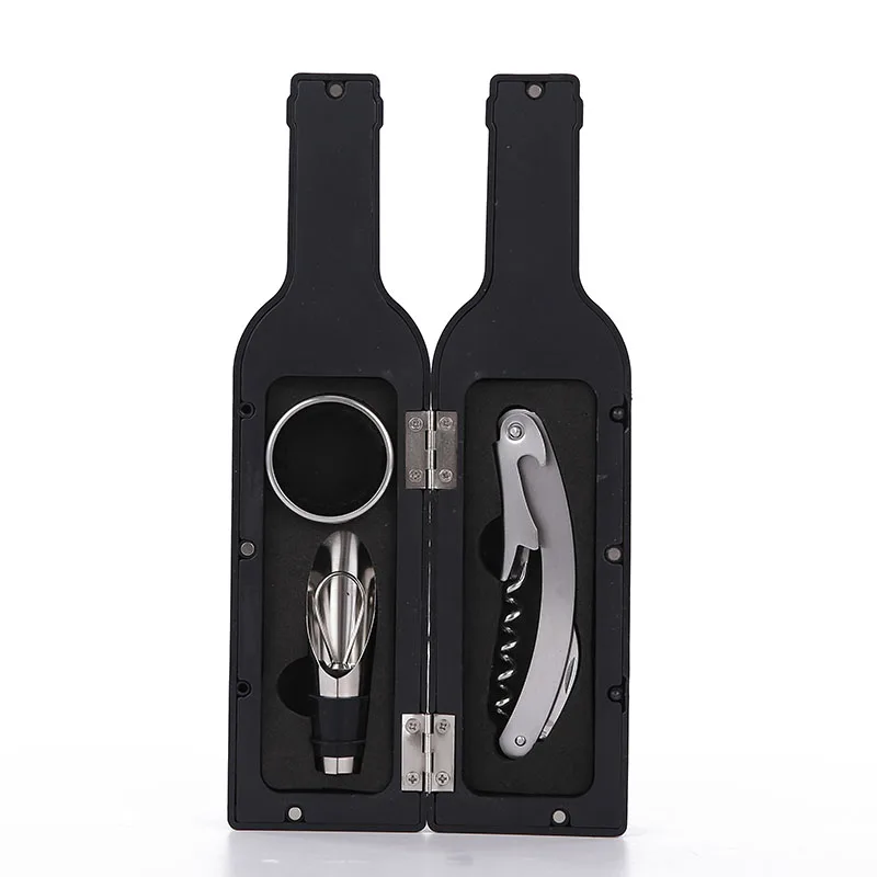 Black 3pcs 1 комплект 3 шт./5 шт. штопор для винной бутылки набор инструментов в форме бутылки держатель открывалка для бутылок, подарок JAN88 - Цвет: Black 3pcs