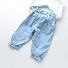 0226-10 детская одежда весна и новые летние Стиль с цветочной вышивкой для девочек линялая ковбойская одежда Капри