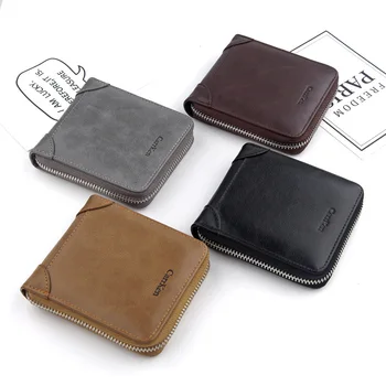 

New men's wallet short paragraph small wallet casual retro zipper coin purse version of multi-function card package explosion